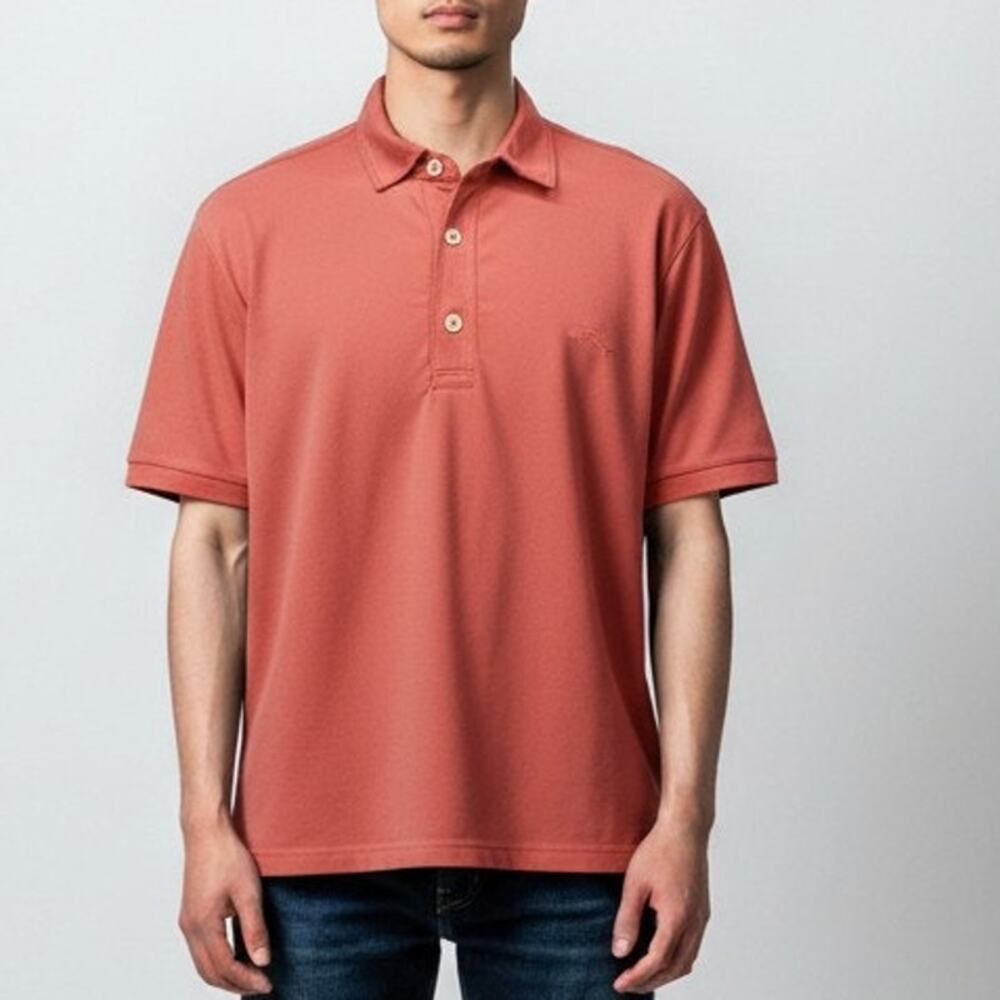 Tommy Bahama Polo Shirt Men M Modal Poly Coral Red Orange Marlin Short Sleeve